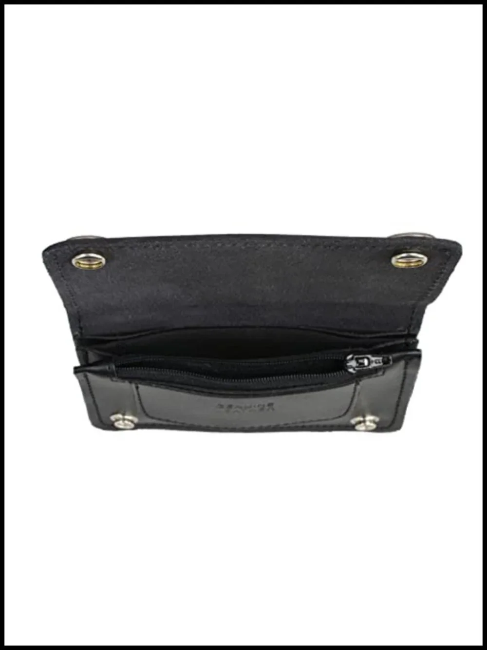 Men's Full-Grain Leather Long Bifold Biker Wallet with Stainless Steel Chain
